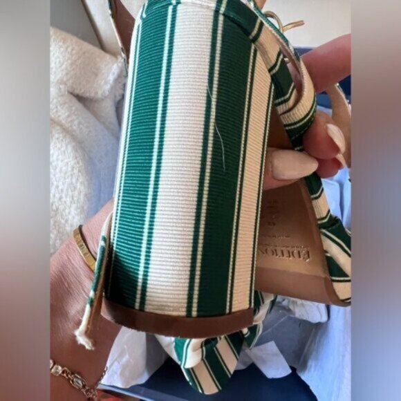 Sezane Editions High Carmela Sandals Green White Stripe Size 11 - Picture 10 of 12